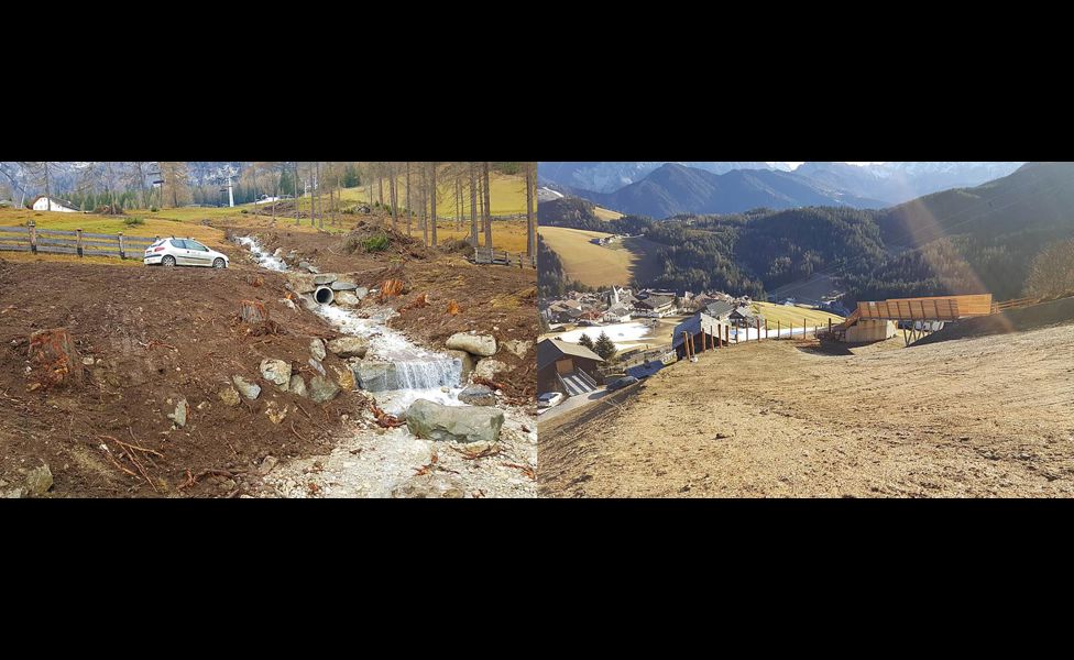 Lavori di movimento terra e progettazione del corso del letto di un fiume